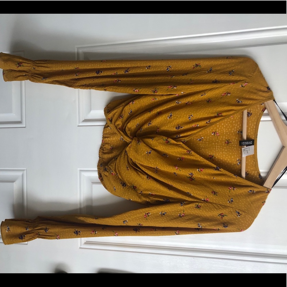 Mustard Floral Knot Crop Top 4